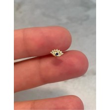 Emy By Emel Luxury Silver Jewelry Lacivet Taşlı Kirpik Piercing Altın Kaplama 925 Ayar Gümüş