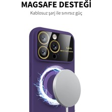 DEİLMİ IPhone 15 Pro Uyumlu Magsafe Destekli Standlı Lens Camlı Moura Kapak