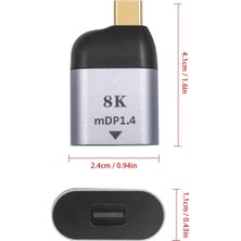 Coverzone USB C - Mini Displayport Adaptörü, USB Tip C - Mini Dp Adaptör 4K@60Hz, USB C Erkekten Mini Displayport Dişi Adaptör MacBook Pro 2019 2018/IPAD Pro/dell Xps ile Uyumlu