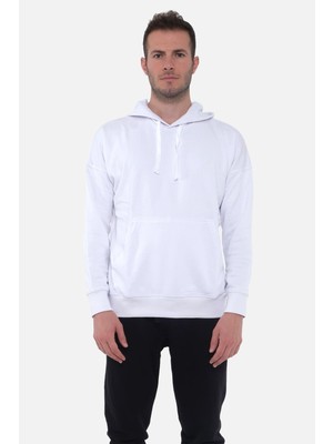 Mısırlı Erkek Üç Iplik Oversize Kapüşonlu Beyaz Sweatshirt - M Ovr-2b