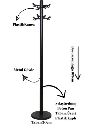 Erofis Sosis Siyah Ayaklı Elbise Askısı, Ev Düzenleme, Antre Aksesuarı, Elbise Askısı, Ayaklı Metal Askılık