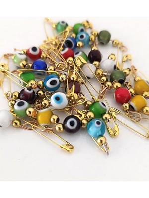 HD Marketim 10 Adet 1 cm Maşallahlık Iğneli Cam Karışık Renkli Nazar Boncuğu