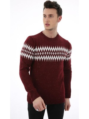 Twovol Baklava Desenli Bordo Kazak