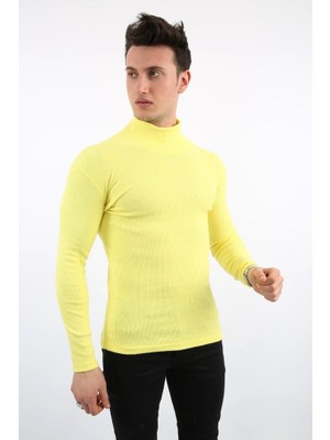 Twovol Likralı Boğazlı Limon Sweat