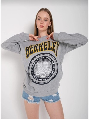 Çtn Brkly Gri Içi Şardonlu Yuvarlak Yaka Uzun Sweatshirt