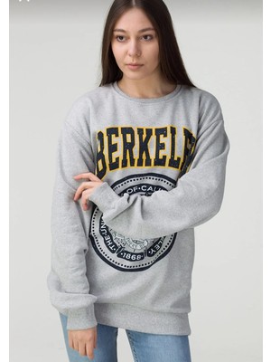 Çtn Brkly Gri Içi Şardonlu Yuvarlak Yaka Uzun Sweatshirt