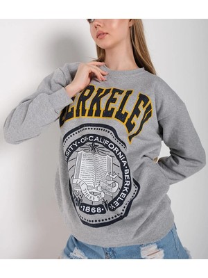 Çtn Brkly Gri Içi Şardonlu Yuvarlak Yaka Uzun Sweatshirt