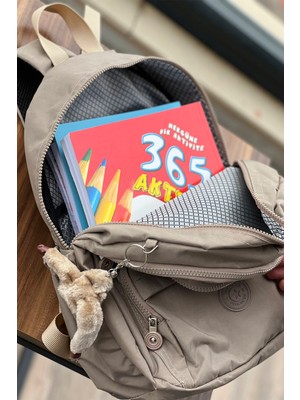 Nemo Bags Açık Vizon Orta Boy Sırt Çantası Okul Çantası Laptop ve Seyahat Çantası Su Geçirmez Spor