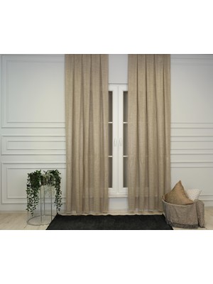 Goccia Simli Parlak Tek Kanat Fon Perde Kahverengi