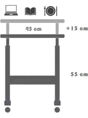 Sekizinci Cadde Yükseklik Ayarlı Laptop / Notebook ve Tablet Sehpası - Atlantik Çam (Tekerli) 45X40