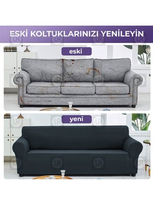 Riselerhome Lastıklı Esnek Koltuk Kanepe Kılıfı Takımı Çekyat Örtüsü  (3+3+1+1 ) Takım