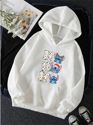 Populus Stitch Yılbaşı Hohoho Kapşonlu Sweatshirt