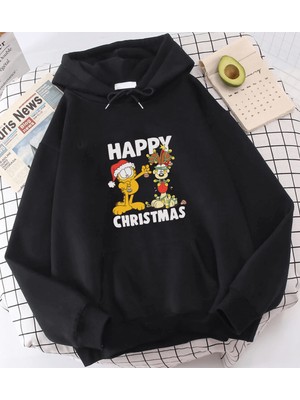 Populus Garfield Happy Christmas Kapşonlu Sweatshirt