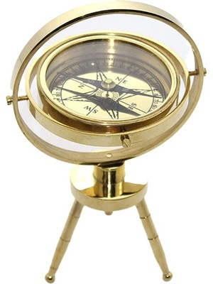 Keyfim Shop Denizcilik Masa Üstü Pirinç Pusula Standlı 16*9 cm