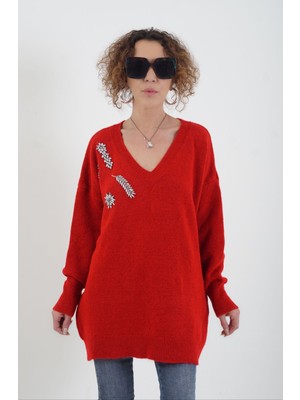 Zelish My Sister Kırmızı Taşlı Kazak