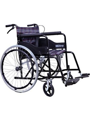 Witra Emek Sağlık Wipperman Ekose Desenli Kumaş Frenli Ekonomik Manuel Kontrollü Tekerlekli Sandalye