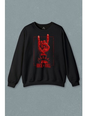 So Cool Rock'n Roll Music Işareti Baskılı Sweatshirt