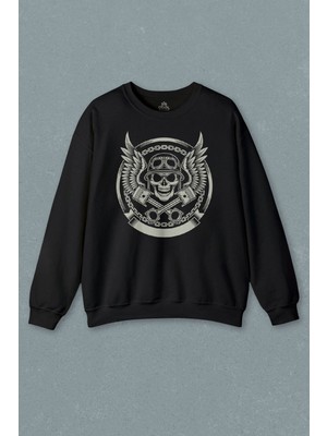So Cool Skull Repair Tamirci Kuru Kafa Baskılı Sweatshirt
