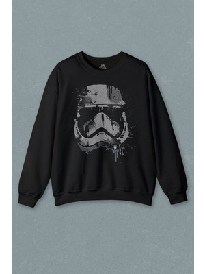 So Cool Film Baskı Star Wars Mask Gri Baskılı Sweatshirt