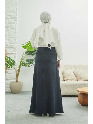 Neways 2252-DENIM Püsküllü  Etek Indigo