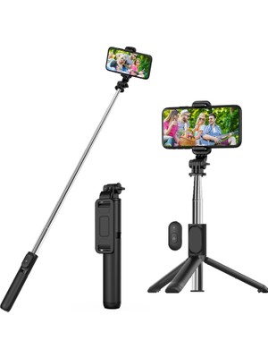 Megamus Selfie Çubuğu Tripod, Kablosuz Uzaktan Kumandalı Genişletilebilir 100CM Selfie Çubuğu