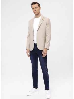 Süvari Slim Fit Bej Erkek Armürlü Ceket CT2021600292