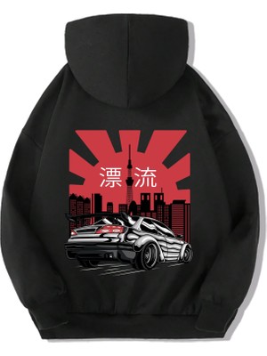 BRZ Collection Unisex Çocuk Japanese City Sport Car Hoodie