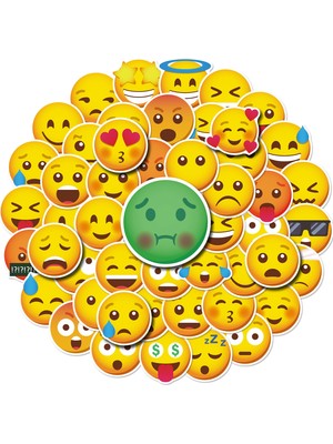 Fsfeng Komik Emoji Çıkartmaları, 50'li Set, Suya Dayanıklı ve Uv'ye Dayanıklı, Tüm Cihazlarınız Için Harika (Yurt Dışından)