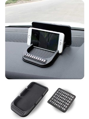 Mega Oto Market Araç Içi Kaydırmaz Ped 3D Numaratör Telefon Tutuculu FR313 Yüksek Kalite Kauçuk Malzeme ile