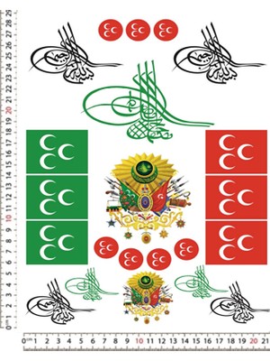 Phoenix Osmanlı Tuğra Hilal Araç Motorsiklet Kask Leptop Telefon Arkası Sticker Çıkartma Seti