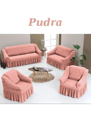 E Bahar Jakarlı 3+2+1+1 Koltuk Takımı Örtüsü. Lastikli, Esnek, Yıkanabilir Koltuk, Kanepe, Çekyat Kılıfı