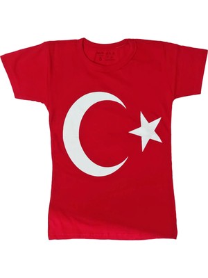Limmy Türk Bayraklı Tişört Pamuklu Kırmızı Çocuk T-Shirt- 6 Yaş