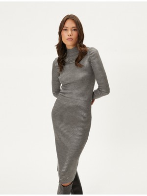 Koton Triko Kazak Yarım Balıkçı Yaka Metalik Varaklı Regular Fit Kaşmir Dokulu