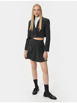 Koton Crop Blazer Ceket Kruvaze Düğmeli