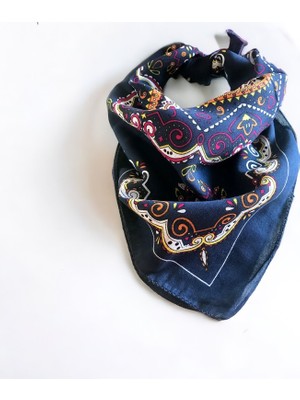 Als Accessories Kadın Lacivert Renk Çok Desenli %100 Cotton Bandana