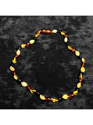 Sırlı Sepet Damla Kehribar Bebek Kolyesi (Asena)