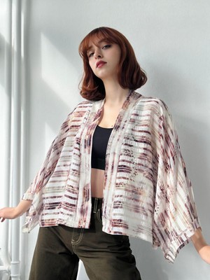 Retrobird Yarasa Standart Model Mini Kimono Kadın Krem