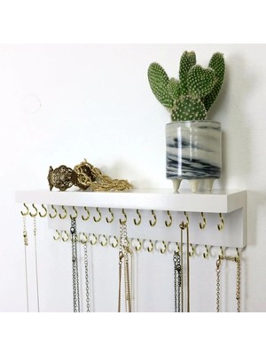 Efem Efe 40 cm 32 Kancalı Ahşap Duvar Askılık & Anahtarlık & Takı Askısı Duvara Monteli Anahtar Askısı