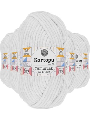 Kartopu 5 Adet Yumurcak Kadife El Örgü Ipi Kar Beyaz K010