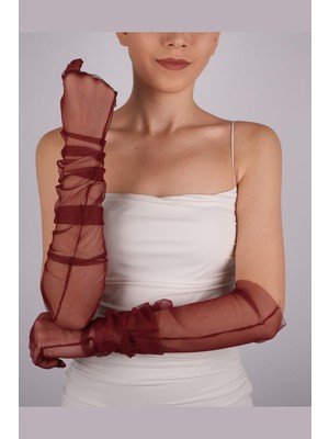 Hayalperest Boncuk Uzun Şık Gelin Eldiveni Tül Eldiven Nikah/düğün/parti/kostüm Eldiveni