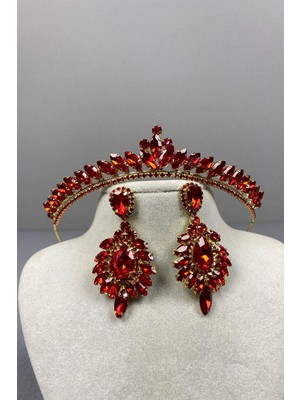 Hayalperest Boncuk Ece Gelin Kına Tacı ve Damla Mekik Taşlı Küpe Seti