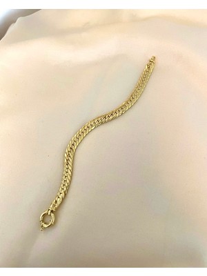 Emy By Emel Luxury Silver Jewelry Altın Kaplama Gemici Kilitli Gurmet Zincir Bileklik 925 Ayar Gümüş