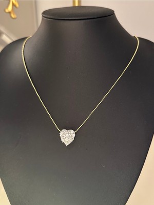 Emy By Emel Luxury Silver Jewelry Altın Kaplama Kırık Baget Kalp Kolye 925 Ayar Gümüş