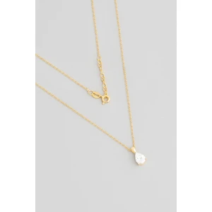 So CHIC Damla Taşlı 18 Ayar Sarı Altın Kaplama 42 cm Gümüş Kolye