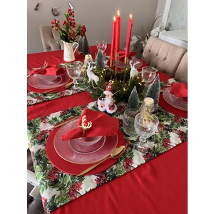 Ay Dizayn Runner Kokina desen Yılbaşı sofra sunum ranır yeniyıl noel kırmızı