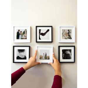 Yapışkanlı Sök-Tak Paspartulu Beyaz - Siyah 14X14CM Pola Kare Fotoğraf Çerçevesi - 6'lı paket