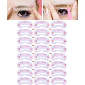 Yeniden Kullanılabilir 24 Adet Kaş Şablonu Şekillendirici 10 Ad Eyeliner Sticker Makyaj Seti Kalıp