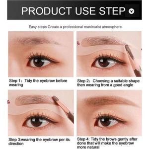 Yeniden Kullanılabilir 24 Adet Kaş Şablonu Şekillendirici 10 Ad Eyeliner Sticker Makyaj Seti Kalıp