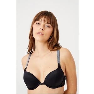 Diva Destekli Double Push Up Siyah Taşlı Sütyen Takımı
