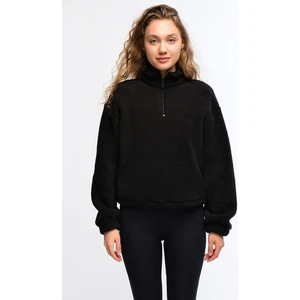 Siyah Kadın Peluş Sweatshirt - Rope